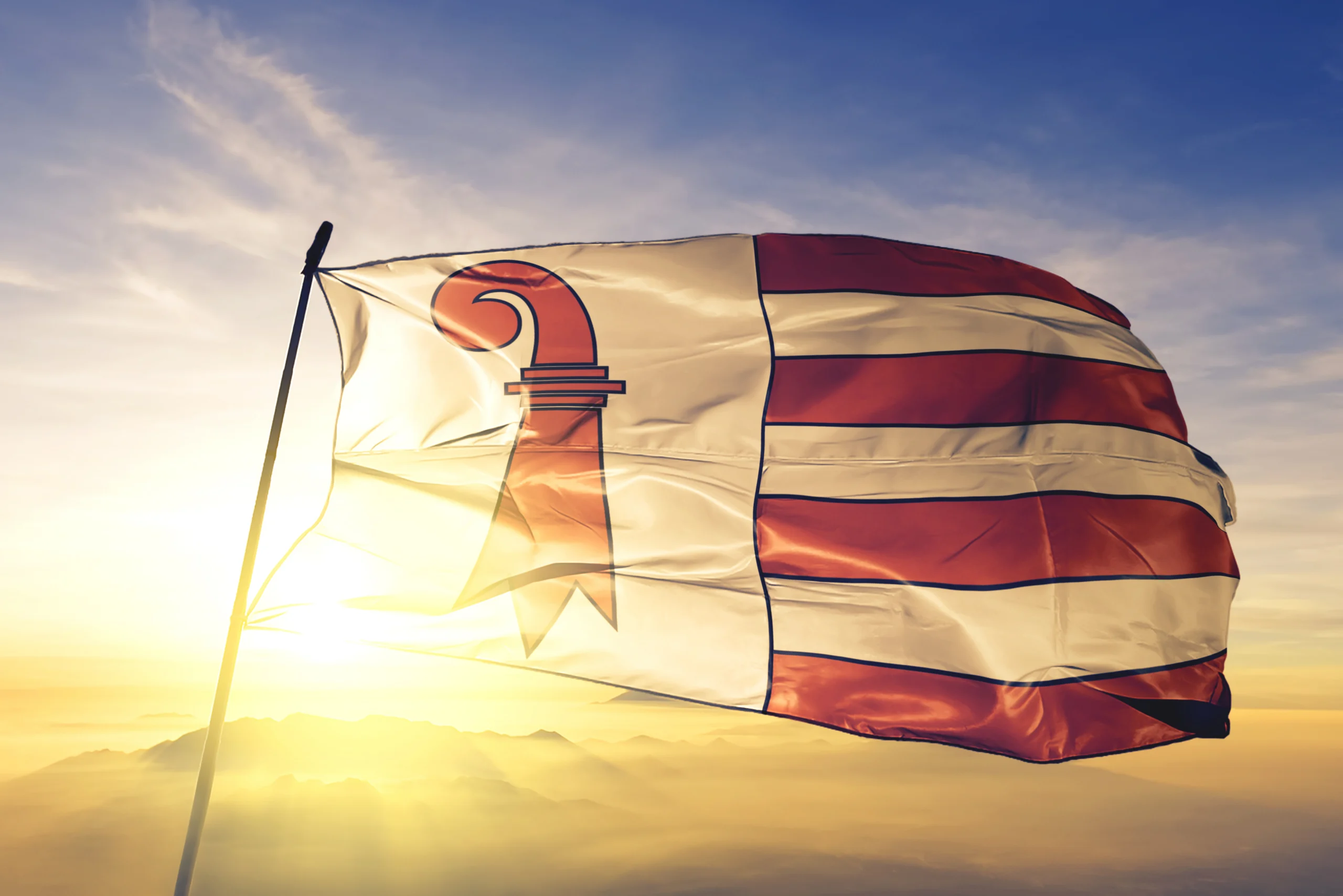 Flagge des Kantons Basel-Landschaft im Wind.