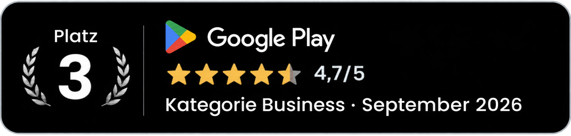 Licorn auf Platz 3 bei Google Play, bewertet mit 4,7 von 5